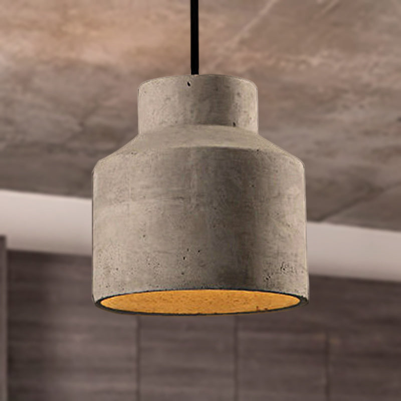 6.5"/8.5"/10.5" Dia Barn/Cylinder/Dome Cement Pendant Lighting Industrial 1 Light Dining Table Ceiling Light Fixture with Adjustable Cord in Grey Grey 8.5" Clearhalo 'Ceiling Lights' 'Modern Pendants' 'Modern' 'Pendant Lights' 'Pendants' Lighting' 249342