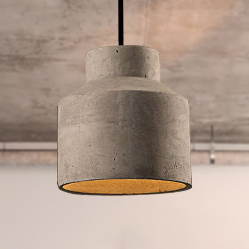 6.5"/8.5"/10.5" Dia Barn/Cylinder/Dome Cement Pendant Lighting Industrial 1 Light Dining Table Ceiling Light Fixture with Adjustable Cord in Grey Clearhalo 'Ceiling Lights' 'Modern Pendants' 'Modern' 'Pendant Lights' 'Pendants' Lighting' 249343