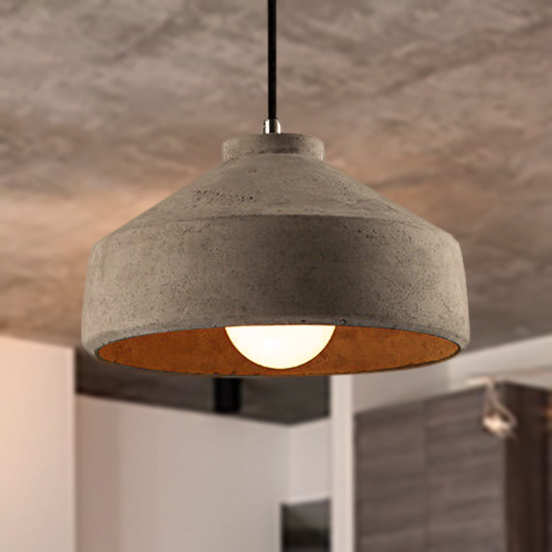 6.5"/8.5"/10.5" Dia Barn/Cylinder/Dome Cement Pendant Lighting Industrial 1 Light Dining Table Ceiling Light Fixture with Adjustable Cord in Grey Clearhalo 'Ceiling Lights' 'Modern Pendants' 'Modern' 'Pendant Lights' 'Pendants' Lighting' 249345