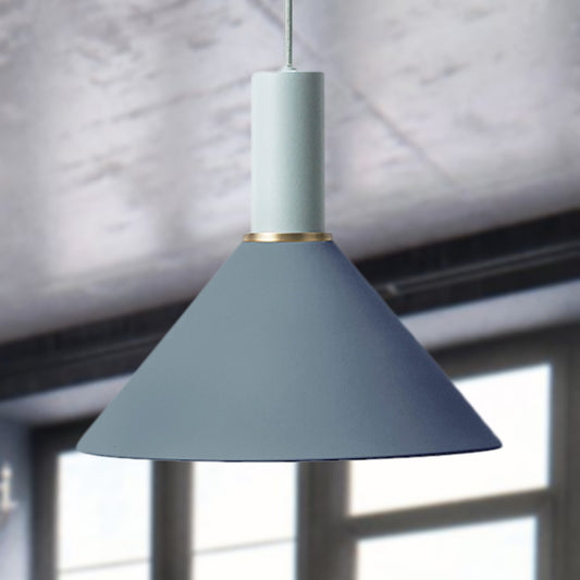 1 Bulb Funnel Pendant Lighting Nordic Stylish Blue Metallic Height Adjustable Ceiling Light Fixture Blue Clearhalo 'Ceiling Lights' 'Modern Pendants' 'Modern' 'Pendant Lights' 'Pendants' Lighting' 249354