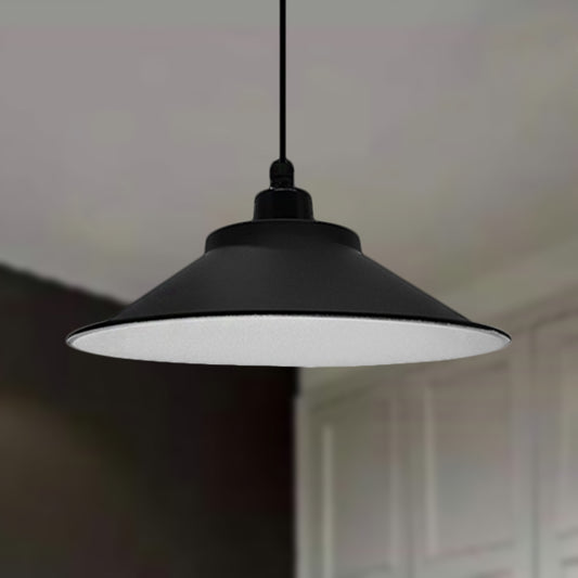 12"/14" Dia 1 Head Hanging Ceiling Light with Cone Shade Metal Industrial Indoor Pendant Light in Black Black Clearhalo 'Art Deco Pendants' 'Black' 'Cast Iron' 'Ceiling Lights' 'Ceramic' 'Crystal' 'Industrial Pendants' 'Industrial' 'Metal' 'Middle Century Pendants' 'Pendant Lights' 'Pendants' 'Rustic Pendants' 'Tiffany' Lighting' 249374