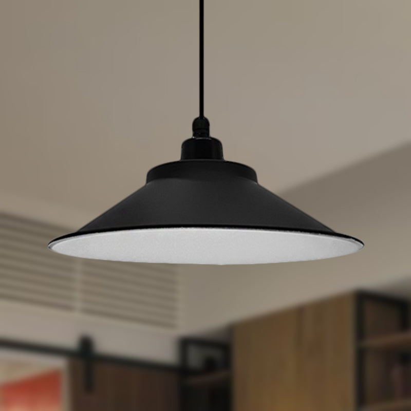 12"/14" Dia 1 Head Hanging Ceiling Light with Cone Shade Metal Industrial Indoor Pendant Light in Black Clearhalo 'Art Deco Pendants' 'Black' 'Cast Iron' 'Ceiling Lights' 'Ceramic' 'Crystal' 'Industrial Pendants' 'Industrial' 'Metal' 'Middle Century Pendants' 'Pendant Lights' 'Pendants' 'Rustic Pendants' 'Tiffany' Lighting' 249375