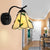 Conical Sconce Lighting with Black Curved Arm Traditional Tiffany Wall Lamp in White/Beige for Corridor Beige Clearhalo 'Industrial' 'Middle century wall lights' 'Tiffany wall lights' 'Tiffany' 'Wall Lamps & Sconces' 'Wall Lights' Lighting' 24940