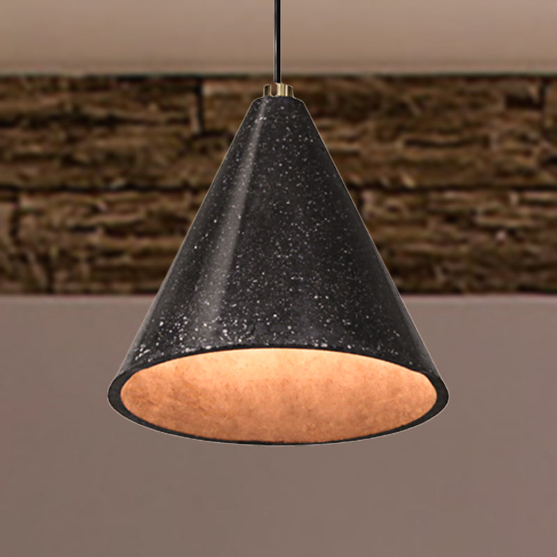 Concrete Tapered Shade Hanging Lamp Industrial 1 Light Indoor Pendant Light with Terrazzo Design in Black Black B Clearhalo 'Art Deco Pendants' 'Black' 'Cast Iron' 'Ceiling Lights' 'Ceramic' 'Crystal' 'Industrial Pendants' 'Industrial' 'Metal' 'Middle Century Pendants' 'Pendant Lights' 'Pendants' 'Rustic Pendants' 'Tiffany' Lighting' 249477