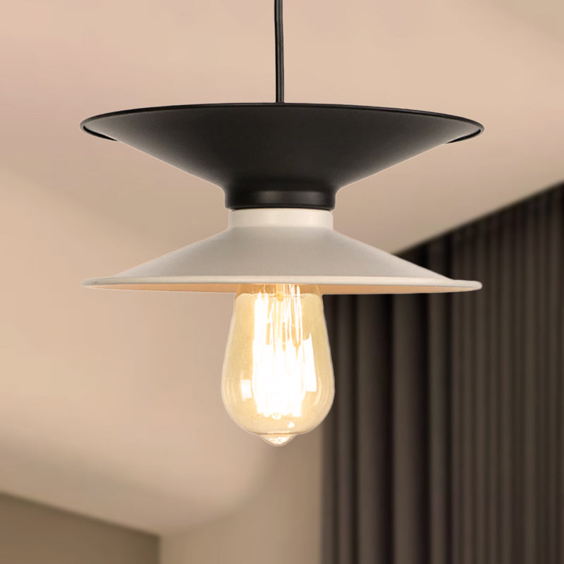 Double Cone Metal Ceiling Fixture Retro Stylish 1 Light Dining Room Pendant Ceiling Light in Black and White Clearhalo 'Art Deco Pendants' 'Black' 'Cast Iron' 'Ceiling Lights' 'Ceramic' 'Crystal' 'Industrial Pendants' 'Industrial' 'Metal' 'Middle Century Pendants' 'Pendant Lights' 'Pendants' 'Rustic Pendants' 'Tiffany' Lighting' 249482