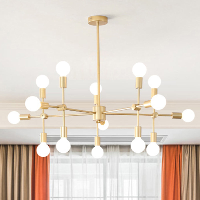 Open Bulb Dining Room Chandelier Lamp Industrial Metal 9/12 Lights Black/Brass Pendant Lighting Clearhalo 'Cast Iron' 'Ceiling Lights' 'Chandeliers' 'Industrial Chandeliers' 'Industrial' 'Metal' 'Middle Century Chandeliers' 'Rustic Chandeliers' 'Tiffany' Lighting' 249604