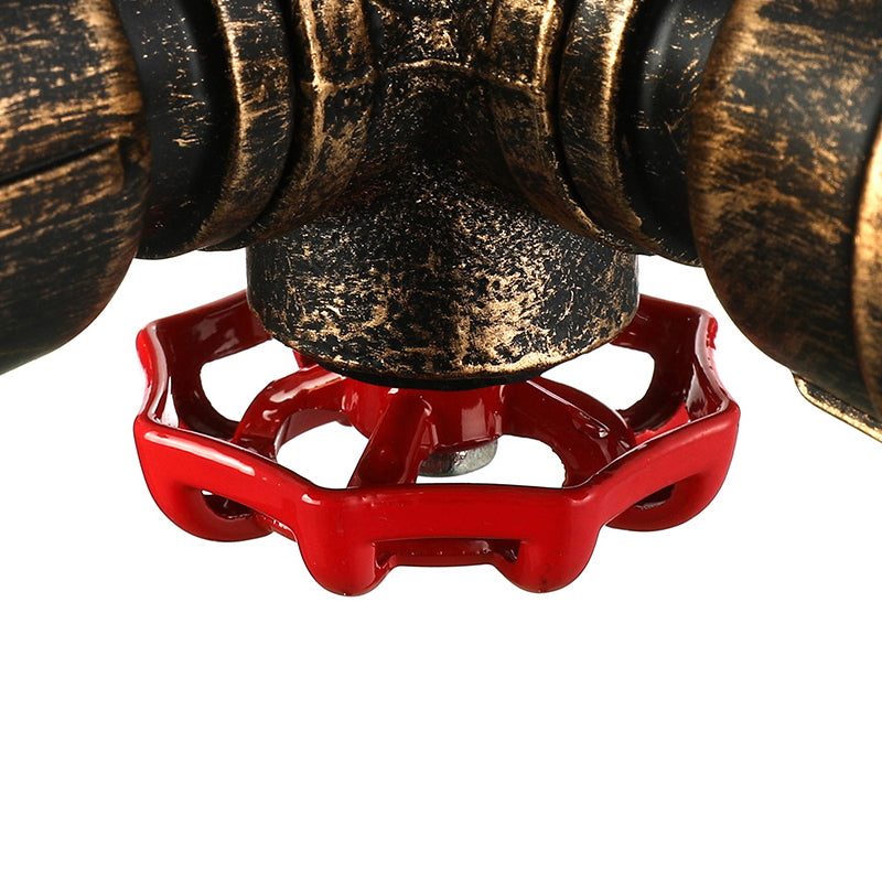 Water Pipe Restaurant Hanging Light Rustic Style Wrought Iron 4-Light Antique Brass Chandelier Pendant Light Clearhalo 'Cast Iron' 'Ceiling Lights' 'Chandeliers' 'Industrial Chandeliers' 'Industrial' 'Metal' 'Middle Century Chandeliers' 'Rustic Chandeliers' 'Tiffany' Lighting' 249615