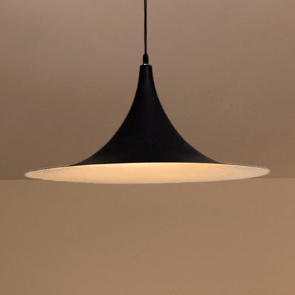 1 Head Hanging Ceiling Light with Flared Shade Metallic Contemporary Bedroom Pendant Lighting in White/Black Black Clearhalo 'Ceiling Lights' 'Modern Pendants' 'Modern' 'Pendant Lights' 'Pendants' Lighting' 249618