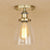One Bulb Light Fixtures Ceiling Industrial Cone Clear Glass Semi Flush Mount Lighting in Silver/Brass/Rust Antique Brass Clearhalo 'Ceiling Lights' 'Close To Ceiling Lights' 'Close to ceiling' 'Glass shade' 'Glass' 'Semi-flushmount' Lighting' 249660