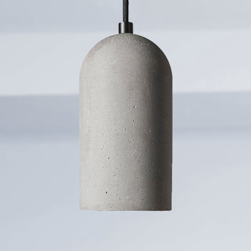 1 Light Cylinder Shade Pendant Light Antique Style Gray Cement Hanging Lamp for Living Room Grey Clearhalo 'Ceiling Lights' 'Modern Pendants' 'Modern' 'Pendant Lights' 'Pendants' Lighting' 249683