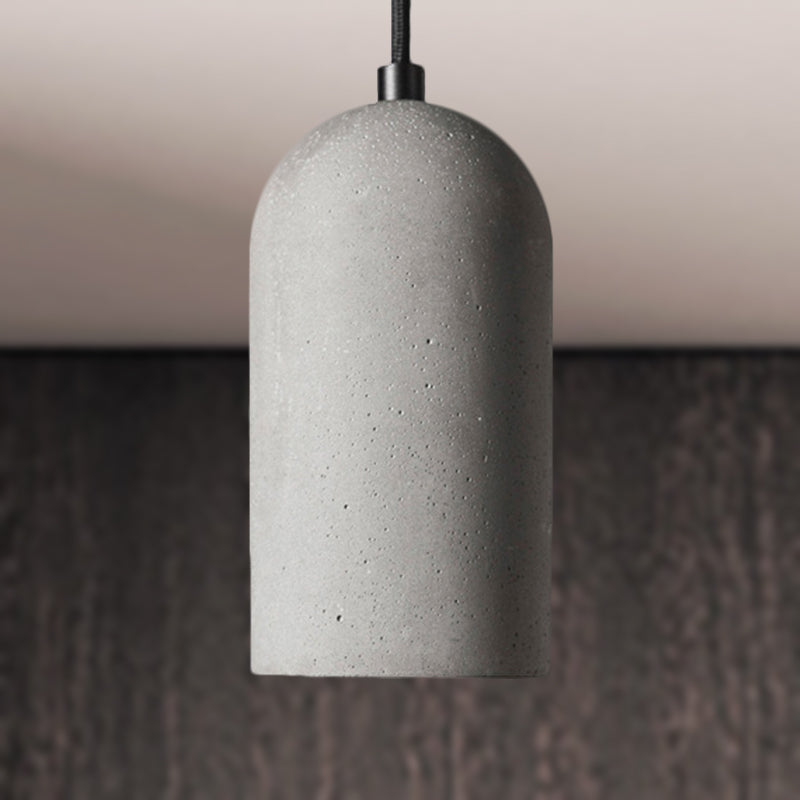 1 Light Cylinder Shade Pendant Light Antique Style Gray Cement Hanging Lamp for Living Room Clearhalo 'Ceiling Lights' 'Modern Pendants' 'Modern' 'Pendant Lights' 'Pendants' Lighting' 249685