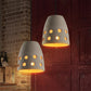 Gray Bucket Pendant Light Industrial Cement 1 Head Dining Table Hanging Lamp with Hollow Out Design Clearhalo 'Ceiling Lights' 'Modern Pendants' 'Modern' 'Pendant Lights' 'Pendants' Lighting' 249691