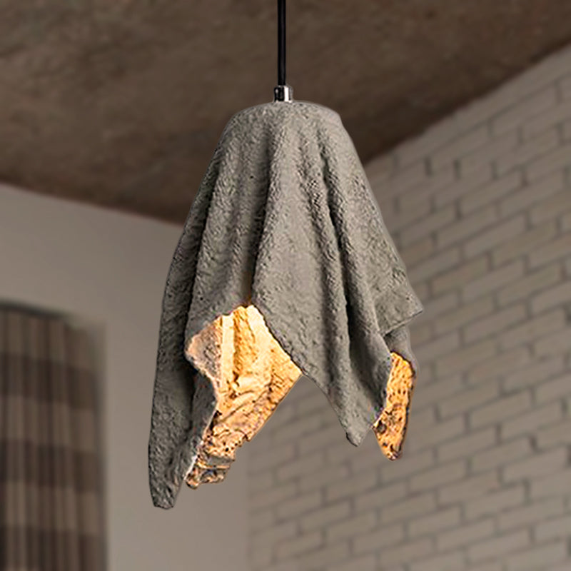 Ripple/Barrel/Loving Heart Shade Cement Hanging Light Industrial Style 1 Light Dining Room Pendant Light Fixture in Grey Grey Wavy Clearhalo 'Ceiling Lights' 'Industrial Pendants' 'Industrial' 'Middle Century Pendants' 'Pendant Lights' 'Pendants' 'Tiffany' Lighting' 249718