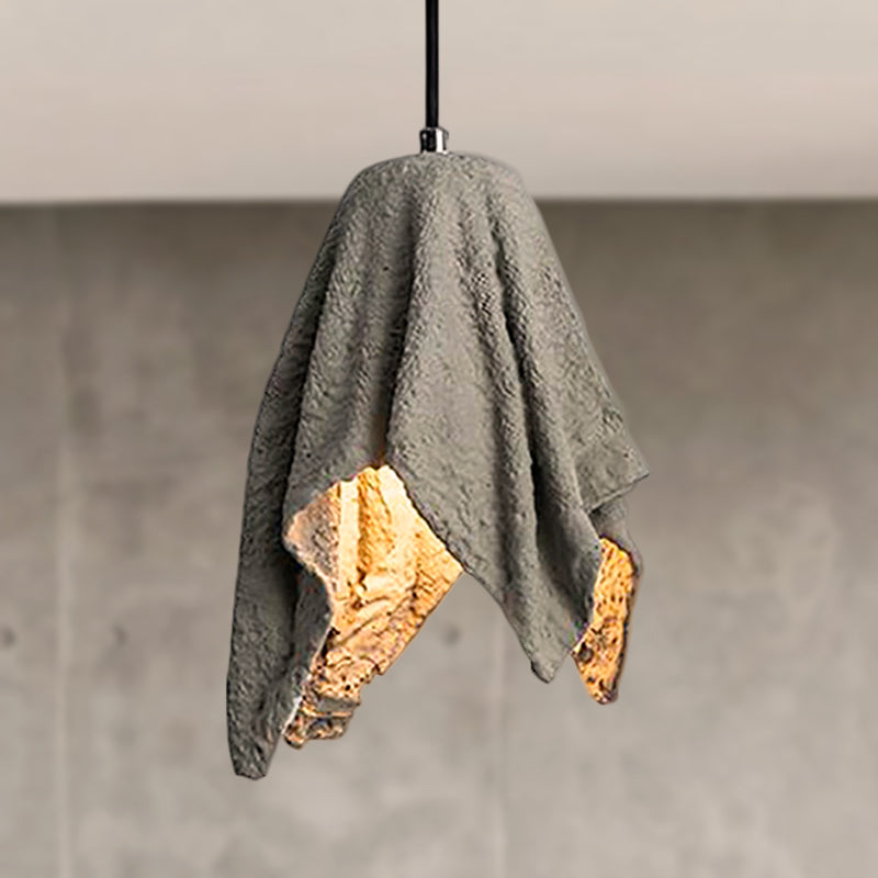 Ripple/Barrel/Loving Heart Shade Cement Hanging Light Industrial Style 1 Light Dining Room Pendant Light Fixture in Grey Clearhalo 'Ceiling Lights' 'Industrial Pendants' 'Industrial' 'Middle Century Pendants' 'Pendant Lights' 'Pendants' 'Tiffany' Lighting' 249720