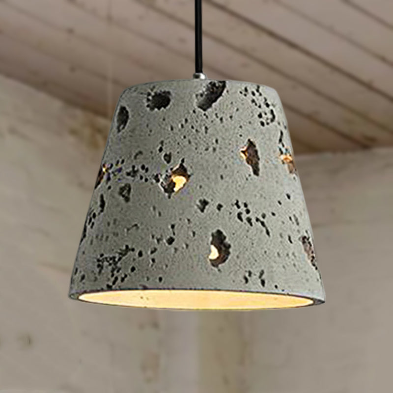 Ripple/Barrel/Loving Heart Shade Cement Hanging Light Industrial Style 1 Light Dining Room Pendant Light Fixture in Grey Clearhalo 'Ceiling Lights' 'Industrial Pendants' 'Industrial' 'Middle Century Pendants' 'Pendant Lights' 'Pendants' 'Tiffany' Lighting' 249726