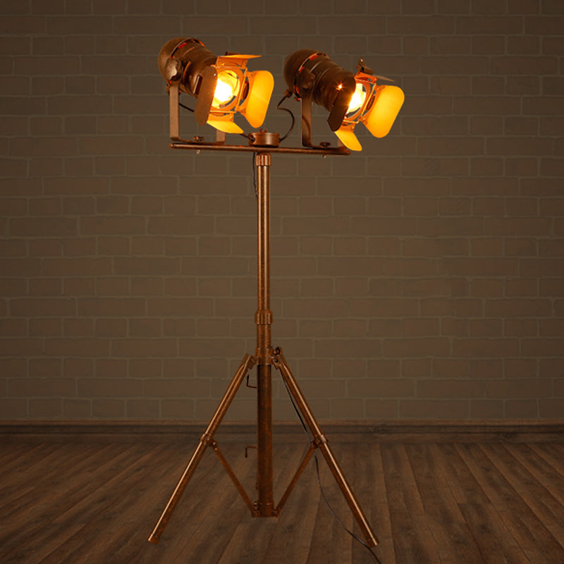 Antique Stylish Tripod Standing Floor Lamp 1/2-Light Metallic Rotatable Floor Light in Dark Rust for Living Room 2.0 Rust Clearhalo 'Floor Lamps' 'Lamps' Lighting' 249781
