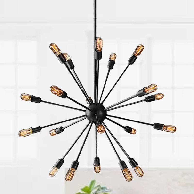 Black 9/12 Lights Chandelier Lighting Retro Industrial Metal Sputnik Pendant Lighting Fixture for Dining Room Clearhalo 'Cast Iron' 'Ceiling Lights' 'Chandeliers' 'Industrial Chandeliers' 'Industrial' 'Metal' 'Middle Century Chandeliers' 'Rustic Chandeliers' 'Tiffany' Lighting' 249869