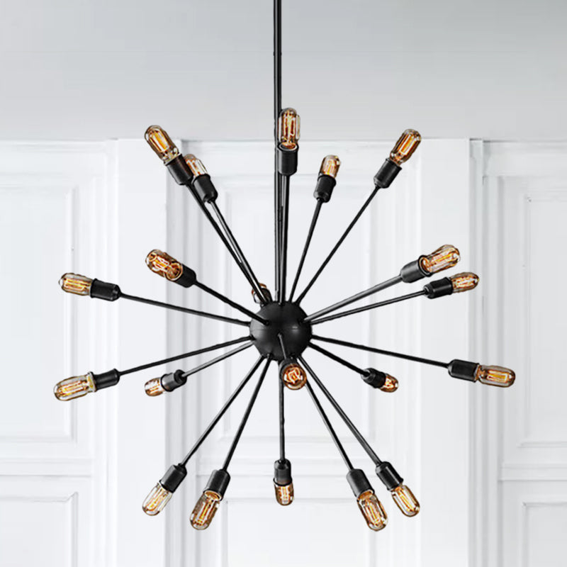 Black 9/12 Lights Chandelier Lighting Retro Industrial Metal Sputnik Pendant Lighting Fixture for Dining Room Clearhalo 'Cast Iron' 'Ceiling Lights' 'Chandeliers' 'Industrial Chandeliers' 'Industrial' 'Metal' 'Middle Century Chandeliers' 'Rustic Chandeliers' 'Tiffany' Lighting' 249871
