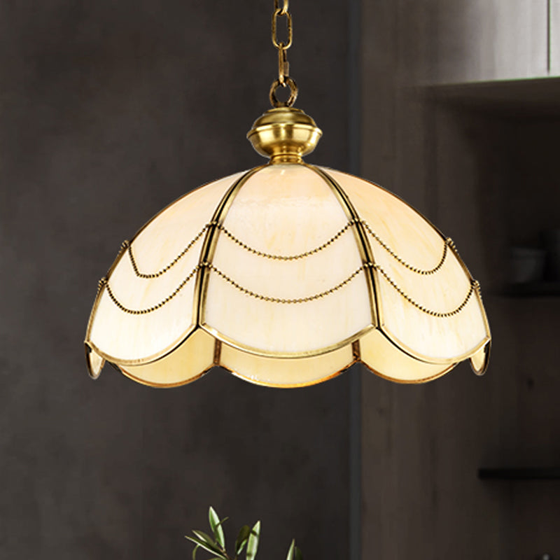 Umbrella Ceiling Pendant Contemporary Opal Glass Gold 1 Bulb Hanging Light Fixture, 14"/18" Wide Gold Clearhalo 'Ceiling Lights' 'Glass shade' 'Glass' 'Pendant Lights' 'Pendants' Lighting' 249874
