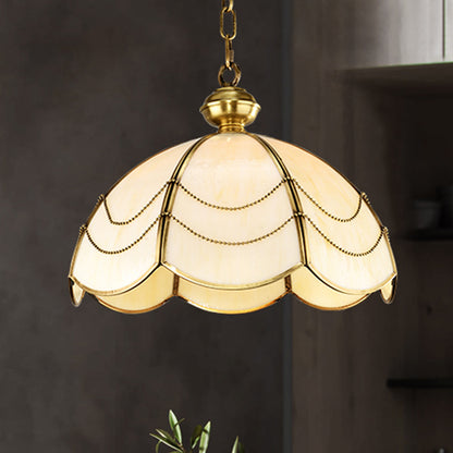 Umbrella Ceiling Pendant Contemporary Opal Glass Gold 1 Bulb Hanging Light Fixture, 14"/18" Wide Gold Clearhalo 'Ceiling Lights' 'Glass shade' 'Glass' 'Pendant Lights' 'Pendants' Lighting' 249874