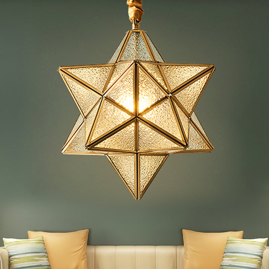 Star Pendant Lighting Modernism White/Opal Frosted Glass 1 Head Hanging Lamp Kit for Living Room Textured White Clearhalo 'Ceiling Lights' 'Glass shade' 'Glass' 'Pendant Lights' 'Pendants' Lighting' 249876