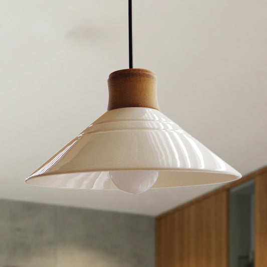 White Conic Pendant Lamp Modern Style Ceramic 1 Light Hanging Light Fixture for Dining Room Clearhalo 'Ceiling Lights' 'Modern Pendants' 'Modern' 'Pendant Lights' 'Pendants' Lighting' 249921