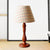 Beige/Tan/Dark Blue Barrel Shape Desk Lamp Traditional Fabric 1 Light Bedroom Reading Light with Wood Base Red-Blue Clearhalo 'Lamps' 'Table Lamps' Lighting' 249972