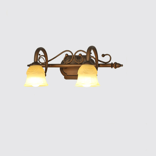 2/3/4 Lights Bell Vanity Lamp Vintage Style White Glass Sconce Light Fixture for Bathroom 2.0 White Clearhalo 'Vanity Lights' 'Wall Lights' Lighting' 24