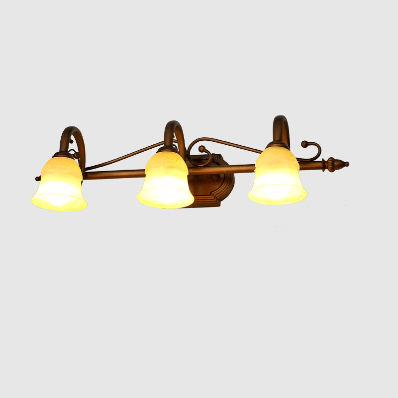 2/3/4 Lights Bell Vanity Lamp Vintage Style White Glass Sconce Light Fixture for Bathroom 3.0 White Clearhalo 'Vanity Lights' 'Wall Lights' Lighting' 25