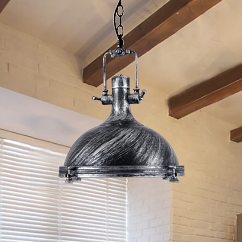 Bowl Shade Iron Ceiling Pendant Vintage Style 1 Light Coffee Shop Hanging Ceiling Light in Aged Silver/Bronze/Rust Clearhalo 'Art Deco Pendants' 'Cast Iron' 'Ceiling Lights' 'Ceramic' 'Crystal' 'Industrial Pendants' 'Industrial' 'Metal' 'Middle Century Pendants' 'Pendant Lights' 'Pendants' 'Tiffany' Lighting' 250011