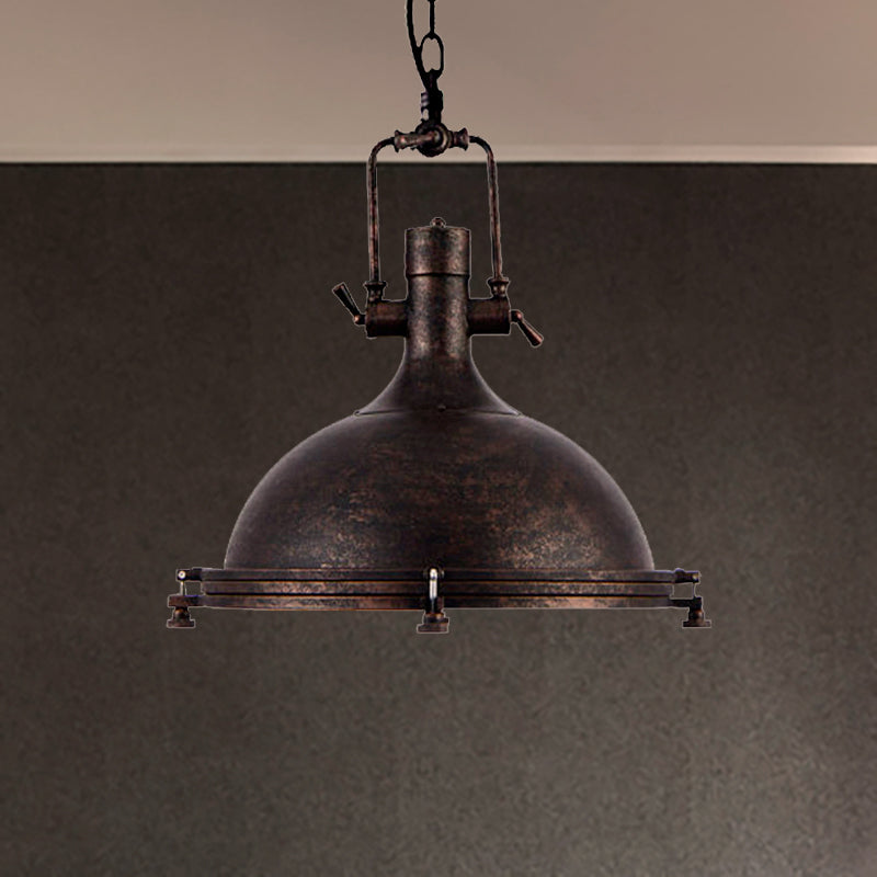 Bowl Shade Iron Ceiling Pendant Vintage Style 1 Light Coffee Shop Hanging Ceiling Light in Aged Silver/Bronze/Rust Clearhalo 'Art Deco Pendants' 'Cast Iron' 'Ceiling Lights' 'Ceramic' 'Crystal' 'Industrial Pendants' 'Industrial' 'Metal' 'Middle Century Pendants' 'Pendant Lights' 'Pendants' 'Tiffany' Lighting' 250013