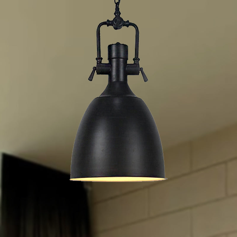 11"/14.5" Width Domed Metallic Ceiling Pendant Industrial 1 Head Coffee Shop Pendant Light Fixture in Black Black 11" Clearhalo 'Art Deco Pendants' 'Black' 'Cast Iron' 'Ceiling Lights' 'Ceramic' 'Crystal' 'Industrial Pendants' 'Industrial' 'Metal' 'Middle Century Pendants' 'Pendant Lights' 'Pendants' 'Rustic Pendants' 'Tiffany' Lighting' 250043