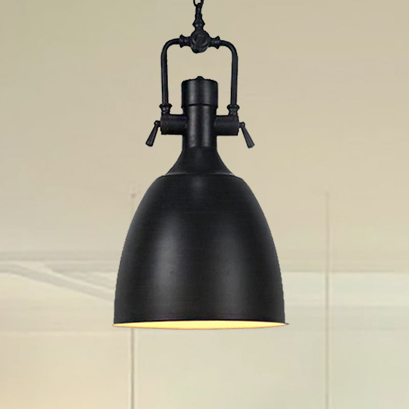 11"/14.5" Width Domed Metallic Ceiling Pendant Industrial 1 Head Coffee Shop Pendant Light Fixture in Black Clearhalo 'Art Deco Pendants' 'Black' 'Cast Iron' 'Ceiling Lights' 'Ceramic' 'Crystal' 'Industrial Pendants' 'Industrial' 'Metal' 'Middle Century Pendants' 'Pendant Lights' 'Pendants' 'Rustic Pendants' 'Tiffany' Lighting' 250044