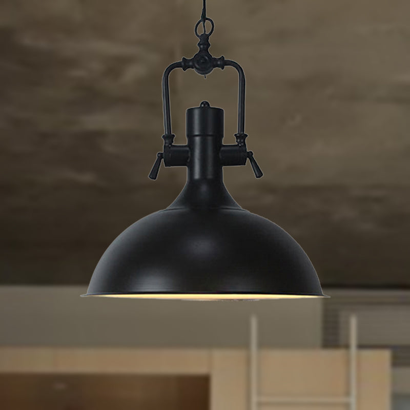 11"/14.5" Width Domed Metallic Ceiling Pendant Industrial 1 Head Coffee Shop Pendant Light Fixture in Black Black 14.5" Clearhalo 'Art Deco Pendants' 'Black' 'Cast Iron' 'Ceiling Lights' 'Ceramic' 'Crystal' 'Industrial Pendants' 'Industrial' 'Metal' 'Middle Century Pendants' 'Pendant Lights' 'Pendants' 'Rustic Pendants' 'Tiffany' Lighting' 250045