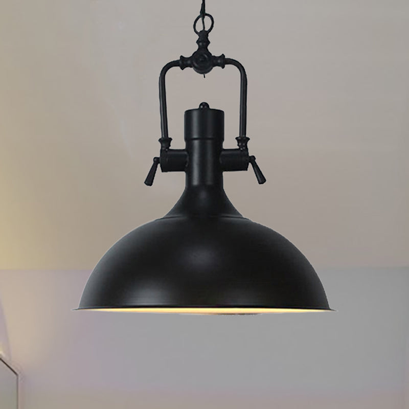 11"/14.5" Width Domed Metallic Ceiling Pendant Industrial 1 Head Coffee Shop Pendant Light Fixture in Black Clearhalo 'Art Deco Pendants' 'Black' 'Cast Iron' 'Ceiling Lights' 'Ceramic' 'Crystal' 'Industrial Pendants' 'Industrial' 'Metal' 'Middle Century Pendants' 'Pendant Lights' 'Pendants' 'Rustic Pendants' 'Tiffany' Lighting' 250046