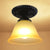1 Light Ceiling Light Fixture with Bell Shade Opal/Amber Glass Vintage Living Room Semi Flush in Black Amber Clearhalo 'Ceiling Lights' 'Close To Ceiling Lights' 'Close to ceiling' 'Flush mount' 'Industrial Flush Mount' Lighting' 250047
