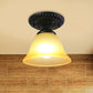 1 Light Ceiling Light Fixture with Bell Shade Opal/Amber Glass Vintage Living Room Semi Flush in Black Clearhalo 'Ceiling Lights' 'Close To Ceiling Lights' 'Close to ceiling' 'Flush mount' 'Industrial Flush Mount' Lighting' 250049