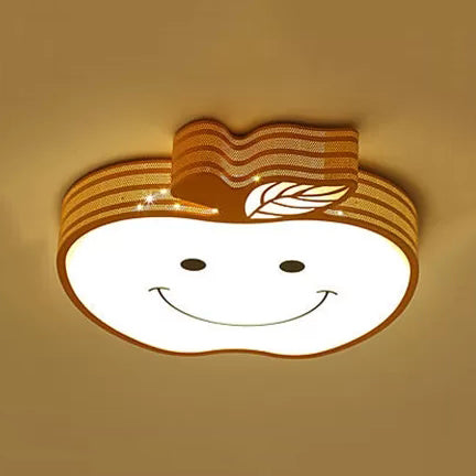 Smiling Apple Kids Bedroom Ceiling Lamp Acrylic Metal Contemporary Flush Mount Light Clearhalo 'Ceiling Lights' 'Close To Ceiling Lights' 'Close to ceiling' 'Flush mount' Lighting' 25006