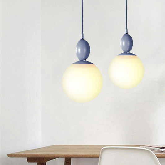 Simple Style Spherical Hanging Light Frosted Glass 1 Light Candy Colored Pendant Light for Kitchen Clearhalo 'Ceiling Lights' 'Close To Ceiling Lights' 'Glass shade' 'Glass' 'Pendant Lights' 'Pendants' Lighting' 250085