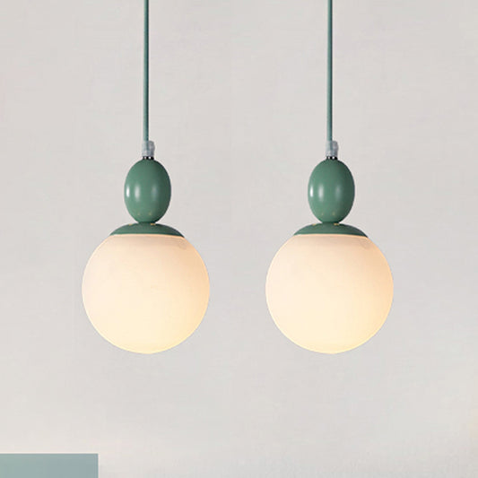 Simple Style Spherical Hanging Light Frosted Glass 1 Light Candy Colored Pendant Light for Kitchen Green Clearhalo 'Ceiling Lights' 'Close To Ceiling Lights' 'Glass shade' 'Glass' 'Pendant Lights' 'Pendants' Lighting' 250088