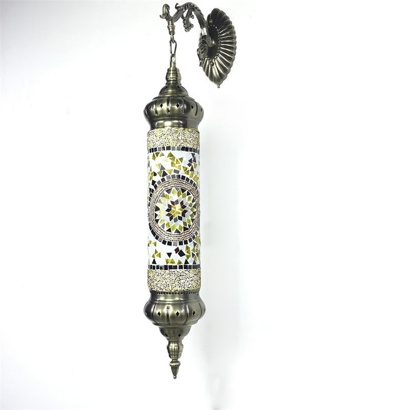 1 Bulb Cylinder Sconce Lamp Retro Red/Yellow/Blue Glass Wall Lighting Fixture with Metal Arm for Living Room Gold Clearhalo 'Wall Lamps & Sconces' 'Wall Lights' Lighting' 250136