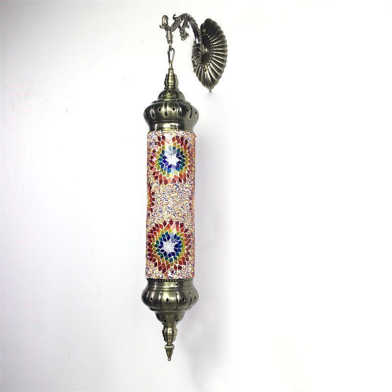 1 Bulb Cylinder Sconce Lamp Retro Red/Yellow/Blue Glass Wall Lighting Fixture with Metal Arm for Living Room Red Clearhalo 'Wall Lamps & Sconces' 'Wall Lights' Lighting' 250140