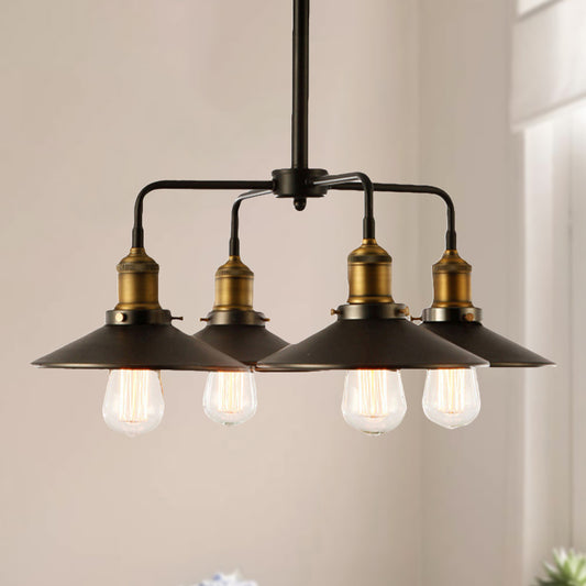 3/4/5 Heads Conical Chandelier Lamp Industrial Style Black Metallic Hanging Light for Dining Table Clearhalo 'Cast Iron' 'Ceiling Lights' 'Chandeliers' 'Industrial Chandeliers' 'Industrial' 'Metal' 'Middle Century Chandeliers' 'Rustic Chandeliers' 'Tiffany' Lighting' 250223