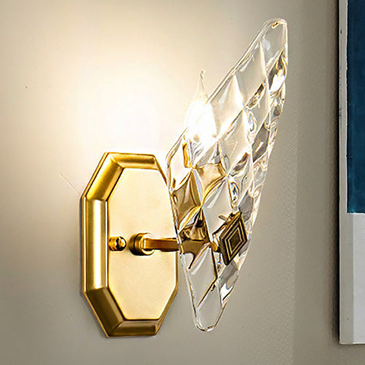 Clear Crystal Rhombus Wall Sconce Lamp Modern Style 1/2-Head Brass Wall Light for Living Room 1.0 Brass Clearhalo 'Cast Iron' 'Glass' 'Industrial' 'Modern wall lights' 'Modern' 'Tiffany' 'Traditional wall lights' 'Wall Lamps & Sconces' 'Wall Lights' Lighting' 250262