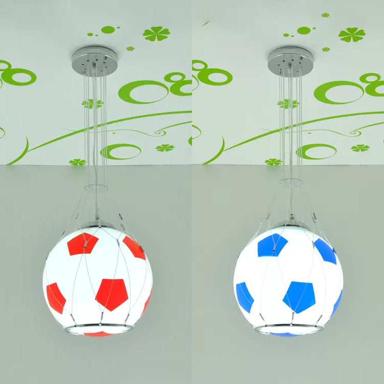 Glass Soccer Hanging Light Boys Bedroom One Head Sport Style Suspension Light Clearhalo 'Ceiling Lights' 'Glass shade' 'Glass' 'Pendant Lights' 'Pendants' Lighting' 25027
