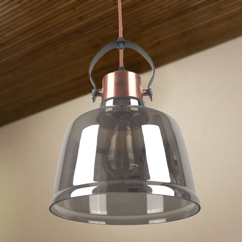 Dome Dining Room Hanging Light Kit Contemporary Clear Glass 1 Light Black Pendant Lighting in Grey/Amber Grey Clearhalo 'Ceiling Lights' 'Glass shade' 'Glass' 'Industrial Pendants' 'Industrial' 'Middle Century Pendants' 'Pendant Lights' 'Pendants' 'Tiffany' Lighting' 250291