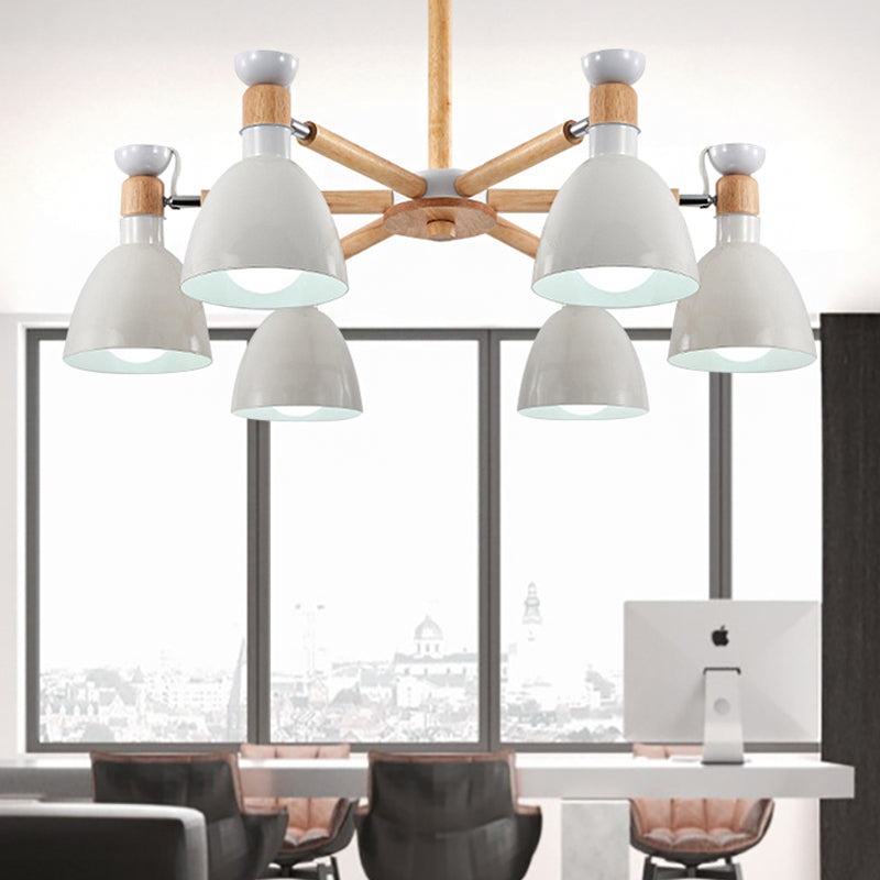 Metal Bowl Shade Ceiling Light Boys Girls Bedroom Six Lights Macaron Chandelier White Clearhalo 'Ceiling Lights' 'Chandeliers' Lighting' options 250314_a82225fe-8991-4fcc-8b70-9e2f0fc27ca2
