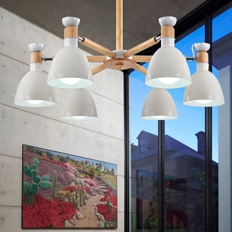 Metal Bowl Shade Ceiling Light Boys Girls Bedroom Six Lights Macaron Chandelier Clearhalo 'Ceiling Lights' 'Chandeliers' Lighting' options 250315