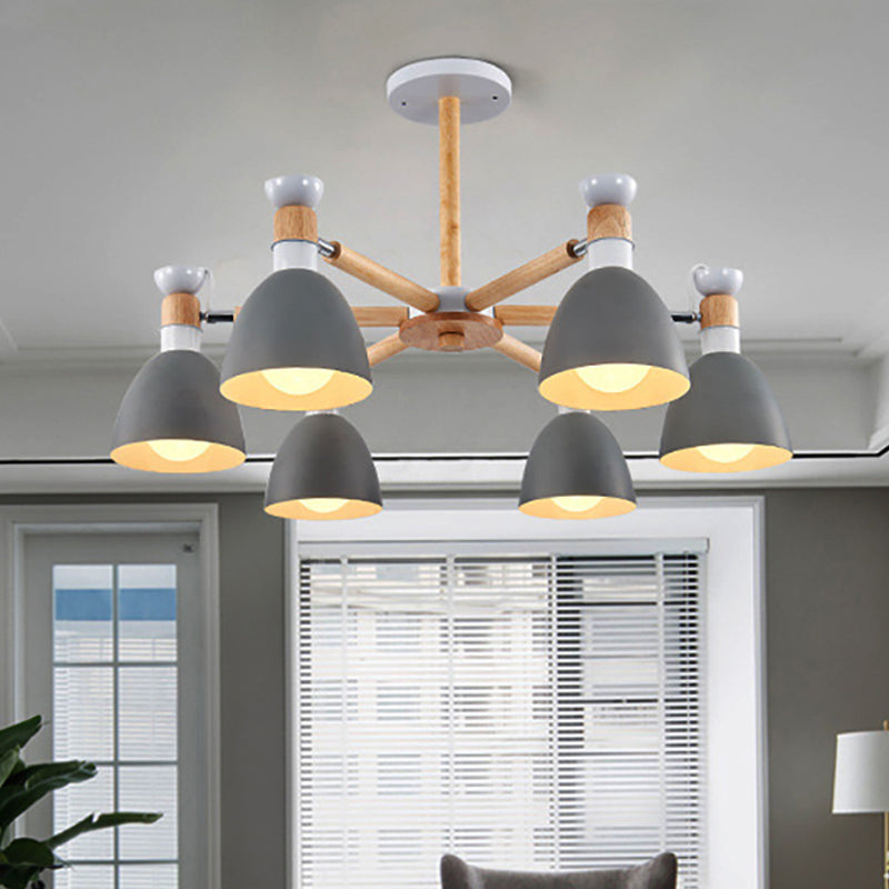 Metal Bowl Shade Ceiling Light Boys Girls Bedroom Six Lights Macaron Chandelier Clearhalo 'Ceiling Lights' 'Chandeliers' Lighting' options 250316
