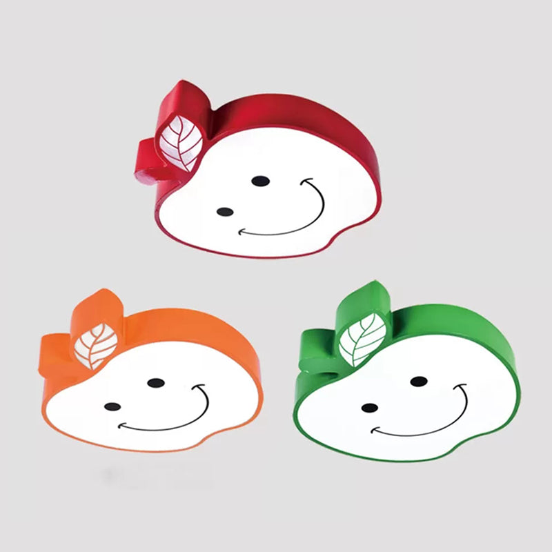 Lovely Smiling Apple Ceiling Light Acrylic Metal Flush Mount Light for Child Bedroom Clearhalo 'Ceiling Lights' 'Close To Ceiling Lights' 'Close to ceiling' 'Flush mount' Lighting' 25033